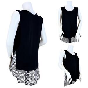 Red Haute Black With Sheer Panel Tank Top SZ M $89